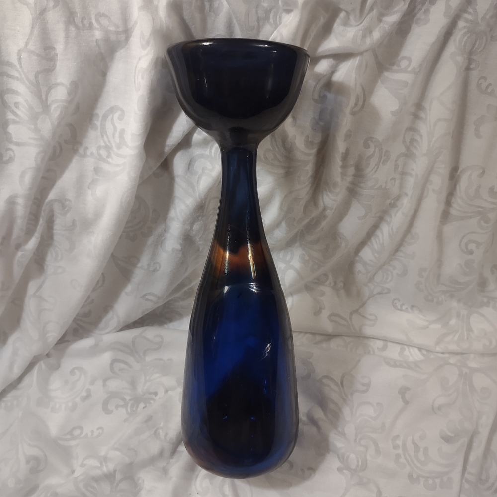 Vintage HEAVY hand blown Cobalt glass bottle